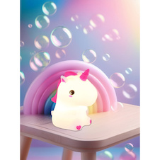 Stolní lampa, bílo-růžový plast, dotykové zapnutí/vypnutí, dotykový stmívač, fixace barev RGB, časovač, bez adaptéru, USB-A 2.0 – USB-C, CR18650 1200 mAh 3,7 V, DxŠxV:13x9x15cm, RGBW LED 1,5W 230V, zdroj 35lm, výstup 20lm