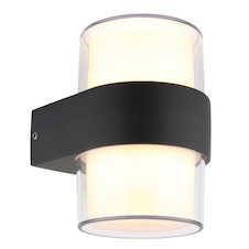 Venkovní svítidlo, hliník, antracit matný, čirý plast, směr světla: nahoru a dolů, IP44, ŠxV:9,5x13cm, H:10,5cm, 10W 230V LED, zdroj 1200lm, výstup 980lm, 3000K