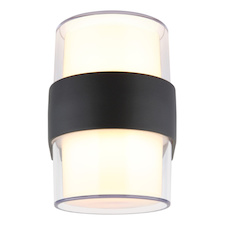 Venkovní svítidlo, hliník, antracit matný, čirý plast, směr světla: nahoru a dolů, IP44, ŠxV:9,5x13cm, H:10,5cm, 10W 230V LED, zdroj 1200lm, výstup 980lm, 3000K