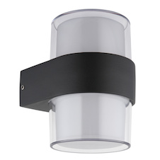 Venkovní svítidlo, hliník, antracit matný, čirý plast, směr světla: nahoru a dolů, IP44, ŠxV:9,5x13cm, H:10,5cm, 10W 230V LED, zdroj 1200lm, výstup 980lm, 3000K