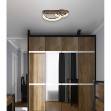 Stropní svítidlo, kov v barvě kávy, plast v barvě kávy, bílý plast, DxŠxV:50x35x12cm, včetně LED 24W 230V, zdroj 2500lm, výstup 1145lm, 3000K