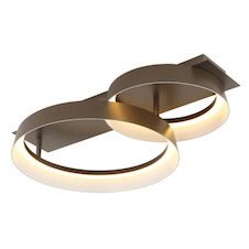 Stropní svítidlo, kov v barvě kávy, plast v barvě kávy, bílý plast, DxŠxV:50x35x12cm, včetně LED 24W 230V, zdroj 2500lm, výstup 1145lm, 3000K