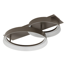 Stropní svítidlo, kov v barvě kávy, plast v barvě kávy, bílý plast, DxŠxV:50x35x12cm, včetně LED 24W 230V, zdroj 2500lm, výstup 1145lm, 3000K