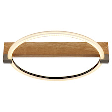 Stropní svítidlo, kov s efektem dřeva, zlatý kov, průhledný plast, bílá, DxŠxV:41,4x38x8,5cm, včetně LED 15W 230V, 1546lm zdroj, 1320lm výstup, 3000K