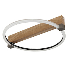 Stropní svítidlo, kov s efektem dřeva, zlatý kov, průhledný plast, bílá, DxŠxV:41,4x38x8,5cm, včetně LED 15W 230V, 1546lm zdroj, 1320lm výstup, 3000K
