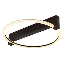 Stropní svítidlo, matný černý kov, průhledný plast, bílá barva, DxŠxV:41,5x38x8,5cm, včetně LED 15W 230V, zdroj 1546lm, výstup 1320lm, 3000K