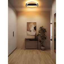 Stropní svítidlo, matný černý kov, průhledný plast, bílá barva, DxŠxV:41,5x38x8,5cm, včetně LED 15W 230V, zdroj 1546lm, výstup 1320lm, 3000K