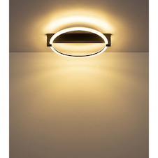 Stropní svítidlo, matný černý kov, průhledný plast, bílá barva, DxŠxV:41,5x38x8,5cm, včetně LED 15W 230V, zdroj 1546lm, výstup 1320lm, 3000K