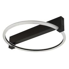 Stropní svítidlo, matný černý kov, průhledný plast, bílá barva, DxŠxV:41,5x38x8,5cm, včetně LED 15W 230V, zdroj 1546lm, výstup 1320lm, 3000K