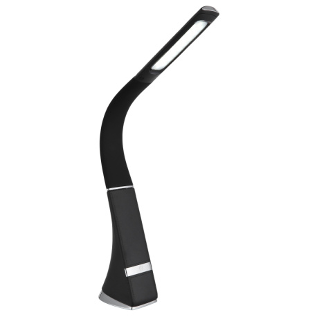 Stolní lampa, černý plast, chrom, dotykový stmívač, bez adaptéru, USB-C - USB-C, Flexo, CR18650 2200mAh 3,7V, přepínatelné 30 %, 70 %, 100 %, DxŠxV:25x6,5x50cm, LED 5W 230V, zdroj 500lm, výstup 380lm, 5000K