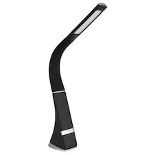 Stolní lampa, černý plast, chrom, dotykový stmívač, bez adaptéru, USB-C - USB-C, Flexo, CR18650 2200mAh 3,7V, přepínatelné 30 %, 70 %, 100 %, DxŠxV:25x6,5x50cm, LED 5W 230V, zdroj 500lm, výstup 380lm, 5000K
