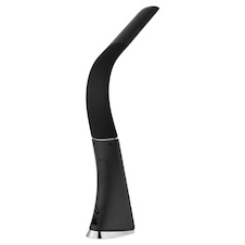 Stolní lampa, černý plast, chrom, dotykový stmívač, bez adaptéru, USB-C - USB-C, Flexo, CR18650 2200mAh 3,7V, přepínatelné 30 %, 70 %, 100 %, DxŠxV:25x6,5x50cm, LED 5W 230V, zdroj 500lm, výstup 380lm, 5000K