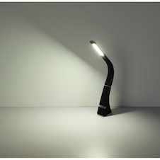 Stolní lampa, černý plast, chrom, dotykový stmívač, bez adaptéru, USB-C - USB-C, Flexo, CR18650 2200mAh 3,7V, přepínatelné 30 %, 70 %, 100 %, DxŠxV:25x6,5x50cm, LED 5W 230V, zdroj 500lm, výstup 380lm, 5000K
