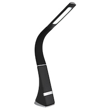 Stolní lampa, černý plast, chrom, dotykový stmívač, bez adaptéru, USB-C - USB-C, Flexo, CR18650 2200mAh 3,7V, přepínatelné 30 %, 70 %, 100 %, DxŠxV:25x6,5x50cm, LED 5W 230V, zdroj 500lm, výstup 380lm, 5000K