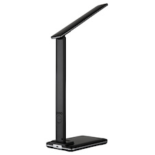 Stolní lampa, černý plast, dotykové zapnutí/vypnutí, hladký dotykový spínač, včetně USB kabelu, USB-A 2.0 - USB-C, CR2032 3V, V:37,5cm, Š:28,5cm, LED 5W 230V, zdroj 20–430lm, výstup 10–200lm, změna barvy světla 3000/4500/7000K