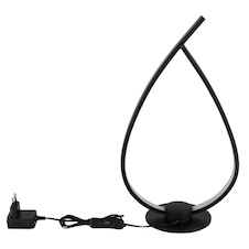 Stolní lampa, kov a plast černý, akrylát bílý, černý PVC kabel, kolébkový vypínač na kabelu, včetně adaptéru, DxŠxV:20,5x12x37,5cm, délka kabelu 150cm, včetně LED 6W 230V, 669lm zdroj, 256lm výstup, 3000K