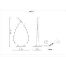 Stolní lampa, kov a plast černý, akrylát bílý, černý PVC kabel, kolébkový vypínač na kabelu, včetně adaptéru, DxŠxV:20,5x12x37,5cm, délka kabelu 150cm, včetně LED 6W 230V, 669lm zdroj, 256lm výstup, 3000K