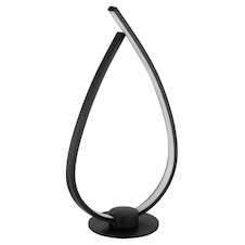 Stolní lampa, kov a plast černý, akrylát bílý, černý PVC kabel, kolébkový vypínač na kabelu, včetně adaptéru, DxŠxV:20,5x12x37,5cm, délka kabelu 150cm, včetně LED 6W 230V, 669lm zdroj, 256lm výstup, 3000K