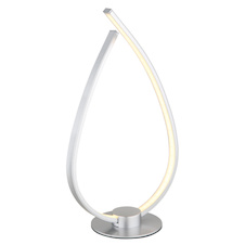 Stolní lampa, stříbrný kov a plast, bílý akrylát, černý PVC kabel, kolébkový vypínač na kabelu, včetně adaptéru, DxŠxV:20,5x12x37,5cm, délka kabelu 150cm, včetně LED 6W 230V, 669lm zdroj, 256lm výstup, 3000K