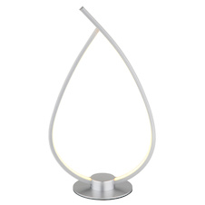 Stolní lampa, stříbrný kov a plast, bílý akrylát, černý PVC kabel, kolébkový vypínač na kabelu, včetně adaptéru, DxŠxV:20,5x12x37,5cm, délka kabelu 150cm, včetně LED 6W 230V, 669lm zdroj, 256lm výstup, 3000K