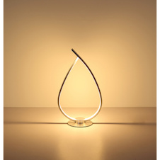 Stolní lampa, stříbrný kov a plast, bílý akrylát, černý PVC kabel, kolébkový vypínač na kabelu, včetně adaptéru, DxŠxV:20,5x12x37,5cm, délka kabelu 150cm, včetně LED 6W 230V, 669lm zdroj, 256lm výstup, 3000K