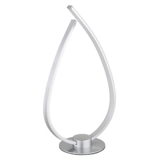 Stolní lampa, stříbrný kov a plast, bílý akrylát, černý PVC kabel, kolébkový vypínač na kabelu, včetně adaptéru, DxŠxV:20,5x12x37,5cm, délka kabelu 150cm, včetně LED 6W 230V, 669lm zdroj, 256lm výstup, 3000K
