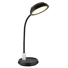 Stolní lampa, černý a stříbrný plast, dotykové zapnutí/vypnutí, dotykový spínač plynulý, paměť, včetně adaptéru, DxŠxV:30,5x17x45cm, LED 12W 230V, zdroj 70–950lm, výstup 60-650lm, změna barvy světla 3000/4000/6500K