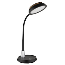Stolní lampa, černý a stříbrný plast, dotykové zapnutí/vypnutí, dotykový spínač plynulý, paměť, včetně adaptéru, DxŠxV:30,5x17x45cm, LED 12W 230V, zdroj 70–950lm, výstup 60-650lm, změna barvy světla 3000/4000/6500K