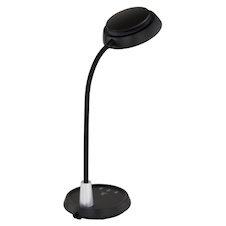 Stolní lampa, černý a stříbrný plast, dotykové zapnutí/vypnutí, dotykový spínač plynulý, paměť, včetně adaptéru, DxŠxV:30,5x17x45cm, LED 12W 230V, zdroj 70–950lm, výstup 60-650lm, změna barvy světla 3000/4000/6500K