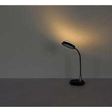 Stolní lampa, černý a stříbrný plast, dotykové zapnutí/vypnutí, dotykový spínač plynulý, paměť, včetně adaptéru, DxŠxV:30,5x17x45cm, LED 12W 230V, zdroj 70–950lm, výstup 60-650lm, změna barvy světla 3000/4000/6500K