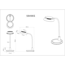 Stolní lampa, černý a stříbrný plast, dotykové zapnutí/vypnutí, dotykový spínač plynulý, paměť, včetně adaptéru, DxŠxV:30,5x17x45cm, LED 12W 230V, zdroj 70–950lm, výstup 60-650lm, změna barvy světla 3000/4000/6500K