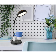 Stolní lampa, černý a stříbrný plast, dotykové zapnutí/vypnutí, dotykový spínač plynulý, paměť, včetně adaptéru, DxŠxV:30,5x17x45cm, LED 12W 230V, zdroj 70–950lm, výstup 60-650lm, změna barvy světla 3000/4000/6500K