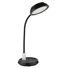 Stolní lampa, černý a stříbrný plast, dotykové zapnutí/vypnutí, dotykový spínač plynulý, paměť, včetně adaptéru, DxŠxV:30,5x17x45cm, LED 12W 230V, zdroj 70–950lm, výstup 60-650lm, změna barvy světla 3000/4000/6500K