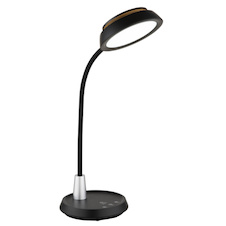 Stolní lampa, černý a stříbrný plast, dotykové zapnutí/vypnutí, dotykový spínač plynulý, paměť, včetně adaptéru, DxŠxV:30,5x17x45cm, LED 12W 230V, zdroj 70–950lm, výstup 60-650lm, změna barvy světla 3000/4000/6500K