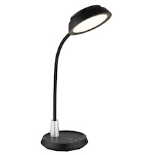Stolní lampa, černý a stříbrný plast, dotykové zapnutí/vypnutí, dotykový spínač plynulý, paměť, včetně adaptéru, DxŠxV:30,5x17x45cm, LED 12W 230V, zdroj 70–950lm, výstup 60-650lm, změna barvy světla 3000/4000/6500K