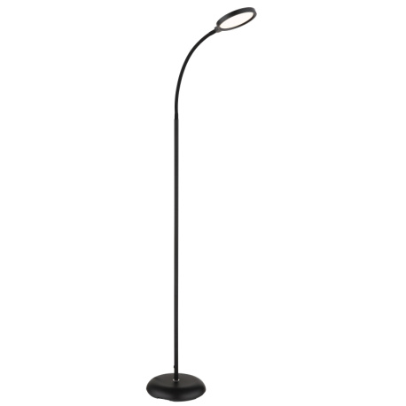 Stojací lampa, kov a černý plast, dotykové zapnutí/vypnutí, dotykový vypínač, paměť, včetně adaptéru, DxŠxV:50x22x125cm, max. výška 153cm, včetně LED 8W 230V, 800lm zdroj, 640lm výstup, změna barvy světla 2700-6000K