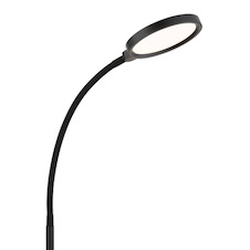 Stojací lampa, kov a černý plast, dotykové zapnutí/vypnutí, dotykový vypínač, paměť, včetně adaptéru, DxŠxV:50x22x125cm, max. výška 153cm, včetně LED 8W 230V, 800lm zdroj, 640lm výstup, změna barvy světla 2700-6000K