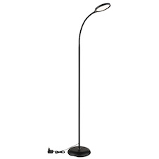 Stojací lampa, kov a černý plast, dotykové zapnutí/vypnutí, dotykový vypínač, paměť, včetně adaptéru, DxŠxV:50x22x125cm, max. výška 153cm, včetně LED 8W 230V, 800lm zdroj, 640lm výstup, změna barvy světla 2700-6000K