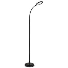Stojací lampa, kov a černý plast, dotykové zapnutí/vypnutí, dotykový vypínač, paměť, včetně adaptéru, DxŠxV:50x22x125cm, max. výška 153cm, včetně LED 8W 230V, 800lm zdroj, 640lm výstup, změna barvy světla 2700-6000K