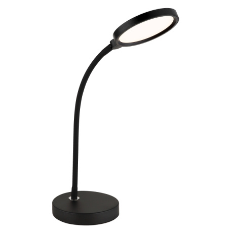 Stolní lampa, kov a černý plast, dotykové zapnutí/vypnutí, dotykový vypínač, plynulé, včetně adaptéru, Flexo, DxŠxV:43x15x28cm, délka kabelu 150cm, max. V: 56cm, LED 8W 230V, zdroj 800lm, výstup 640lm, změna barvy světla 2700–6000K