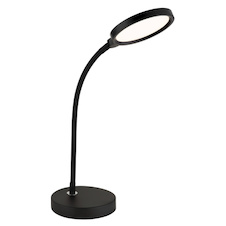 Stolní lampa, kov a černý plast, dotykové zapnutí/vypnutí, dotykový vypínač, plynulé, včetně adaptéru, Flexo, DxŠxV:43x15x28cm, délka kabelu 150cm, max. V: 56cm, LED 8W 230V, zdroj 800lm, výstup 640lm, změna barvy světla 2700–6000K
