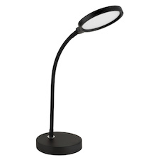 Stolní lampa, kov a černý plast, dotykové zapnutí/vypnutí, dotykový vypínač, plynulé, včetně adaptéru, Flexo, DxŠxV:43x15x28cm, délka kabelu 150cm, max. V: 56cm, LED 8W 230V, zdroj 800lm, výstup 640lm, změna barvy světla 2700–6000K