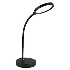 Stolní lampa, kov a černý plast, dotykové zapnutí/vypnutí, dotykový vypínač, plynulé, včetně adaptéru, Flexo, DxŠxV:43x15x28cm, délka kabelu 150cm, max. V: 56cm, LED 8W 230V, zdroj 800lm, výstup 640lm, změna barvy světla 2700–6000K
