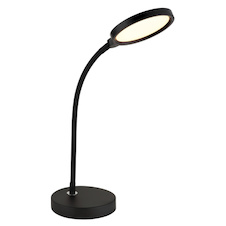 Stolní lampa, kov a černý plast, dotykové zapnutí/vypnutí, dotykový vypínač, plynulé, včetně adaptéru, Flexo, DxŠxV:43x15x28cm, délka kabelu 150cm, max. V: 56cm, LED 8W 230V, zdroj 800lm, výstup 640lm, změna barvy světla 2700–6000K