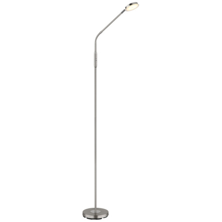 Stojací lampa, matný niklový kov, saténový akrylát, průhledný, dotykové zapnutí/vypnutí, dotykový vypínač, DxŠxV:52x20x173cm, délka kabelu 180cm, včetně LED 6,5W 230V, 700lm zdroj, 350 lm výstup, změna barvy světla 2700/3350/4000K