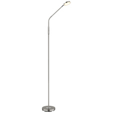 Stojací lampa, matný niklový kov, saténový akrylát, průhledný, dotykové zapnutí/vypnutí, dotykový vypínač, DxŠxV:52x20x173cm, délka kabelu 180cm, včetně LED 6,5W 230V, 700lm zdroj, 350 lm výstup, změna barvy světla 2700/3350/4000K