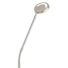Stojací lampa, matný niklový kov, saténový akrylát, průhledný, dotykové zapnutí/vypnutí, dotykový vypínač, DxŠxV:52x20x173cm, délka kabelu 180cm, včetně LED 6,5W 230V, 700lm zdroj, 350 lm výstup, změna barvy světla 2700/3350/4000K