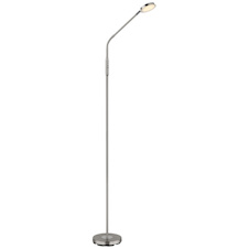 Stojací lampa, matný niklový kov, saténový akrylát, průhledný, dotykové zapnutí/vypnutí, dotykový vypínač, DxŠxV:52x20x173cm, délka kabelu 180cm, včetně LED 6,5W 230V, 700lm zdroj, 350 lm výstup, změna barvy světla 2700/3350/4000K