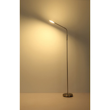 Stojací lampa, matný niklový kov, saténový akrylát, průhledný, dotykové zapnutí/vypnutí, dotykový vypínač, DxŠxV:52x20x173cm, délka kabelu 180cm, včetně LED 6,5W 230V, 700lm zdroj, 350 lm výstup, změna barvy světla 2700/3350/4000K