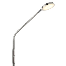 Stojací lampa, matný niklový kov, saténový akrylát, průhledný, dotykové zapnutí/vypnutí, dotykový vypínač, DxŠxV:52x20x173cm, délka kabelu 180cm, včetně LED 6,5W 230V, 700lm zdroj, 350 lm výstup, změna barvy světla 2700/3350/4000K